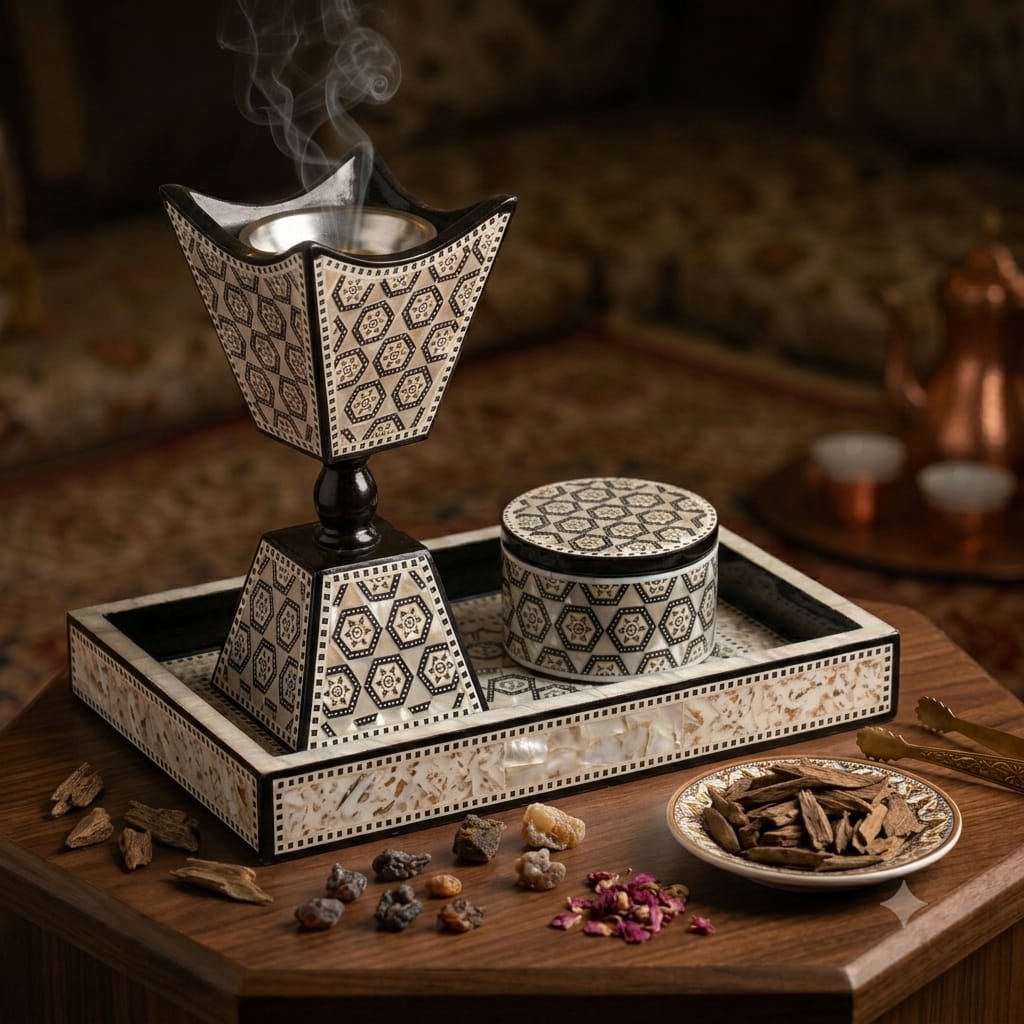 طقم مباخر صدف يدوي