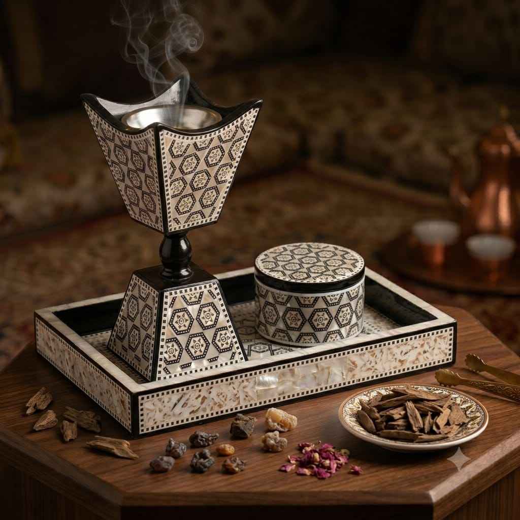 طقم مباخر صدف يدوي