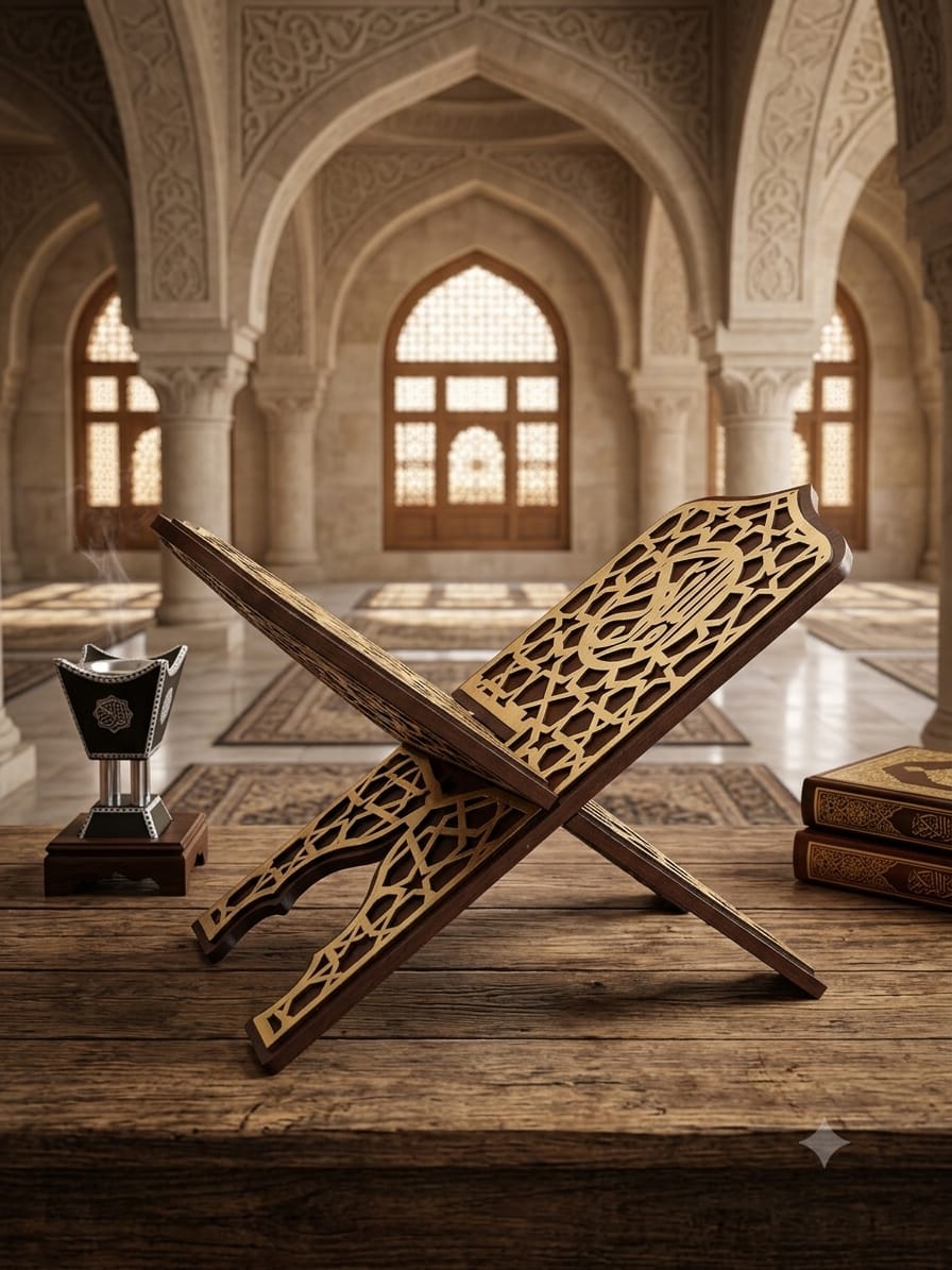 حامل مصحف أرضي خشبي فاخر | 25×50 سم